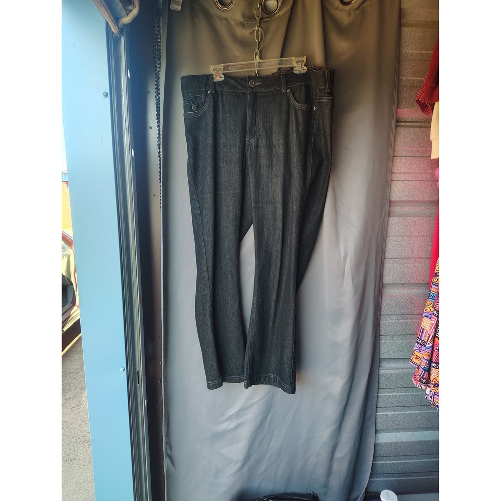 Lee Riders‎ Womens Mid Rise Straight Leg Jeans Dark Wash Black 18W M 1298440